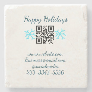 simple custom QR code add your name text  Classic  Stone Coaster