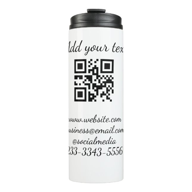 simple custom QR code add your name text  Classic  Thermal Tumbler (Front)