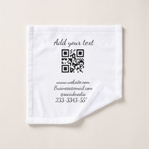 simple custom QR code add your name text Classic Wash Cloth