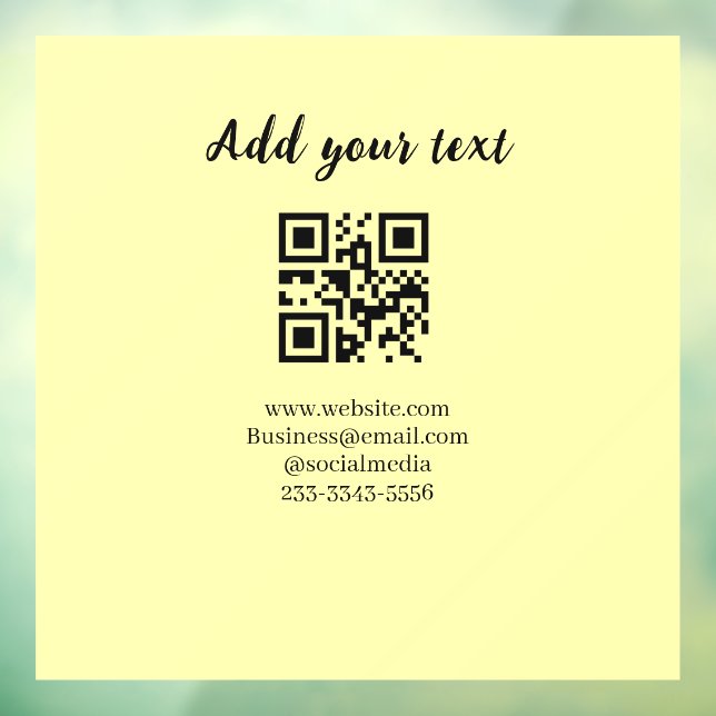 simple custom QR code add your name text  Classic  Window Cling (Sheet 3)