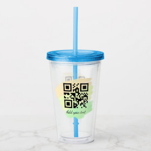 simple custom QR code add your name text watercolo Acrylic Tumbler