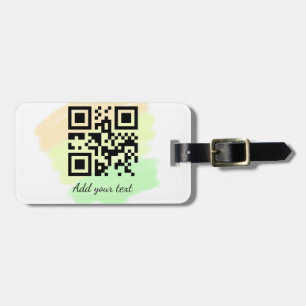 simple custom QR code add your name text watercolo Luggage Tag