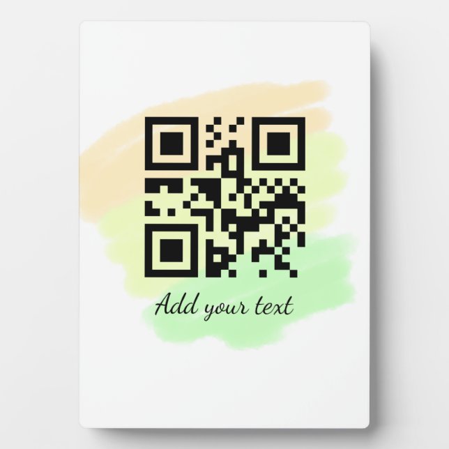 simple custom QR code add your name text watercolo Plaque (Front)