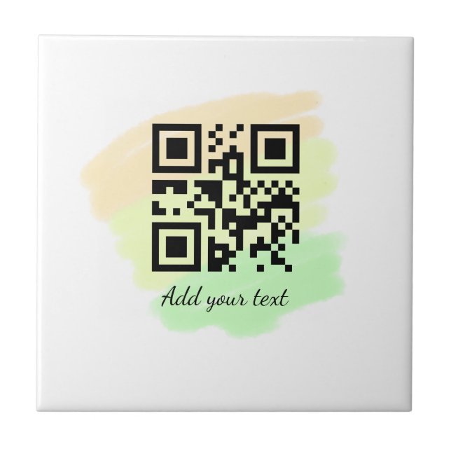 simple custom QR code add your name text watercolo Tile (Front)