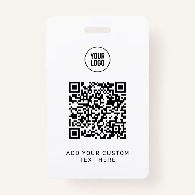 Simple Custom QR Code Business Logo Lanyard Card ID Badge (Front)