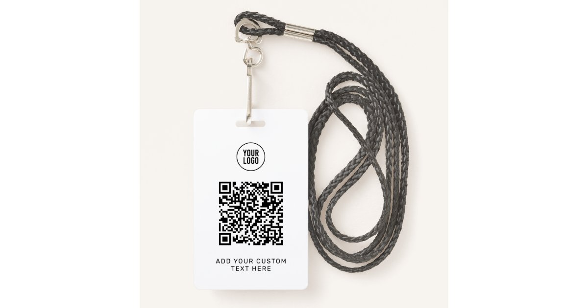 Simple Custom QR Code Business Logo Lanyard Card ID Badge Zazzle