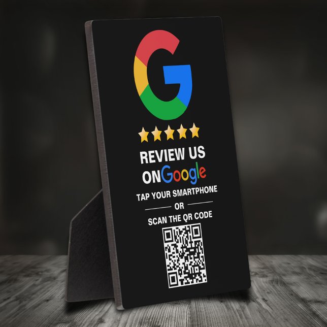 Simple Custom Qr Code Google Review Black Plaque (Creator Uploaded)