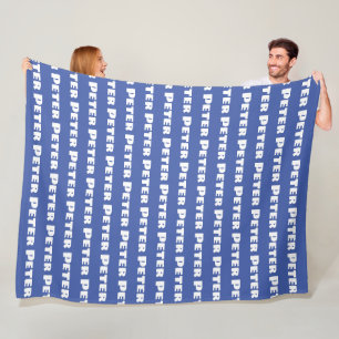 Simple Custom Repeating Name pattern blue Fleece Blanket