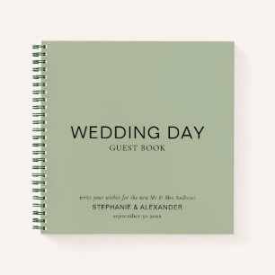 Simple Custom Sage Green Wedding Guest Book