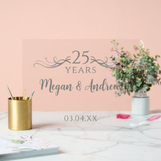 Simple Custom Script 25th Wedding Anniversary Acrylic Sign