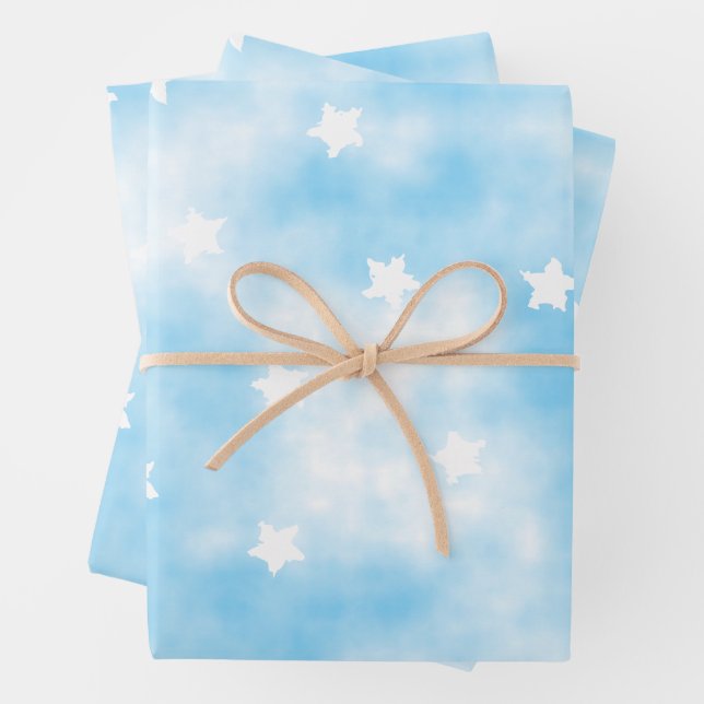 Simple Custom Stars Sky Watercolor Wrapping Paper Sheet (In situ)