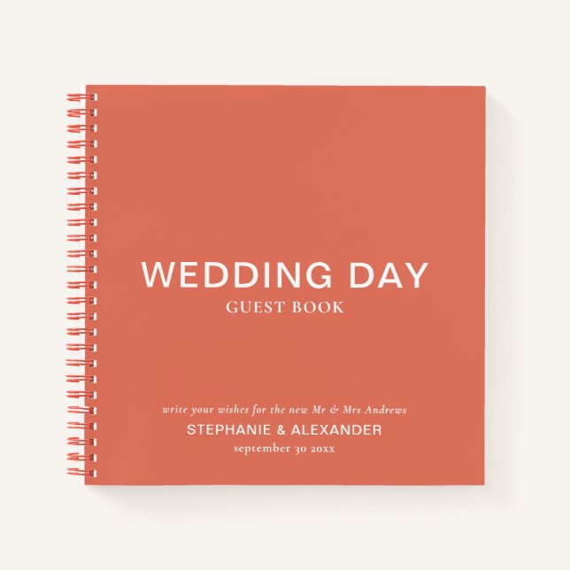 Simple Custom Terracotta Wedding Guest Book (Front)