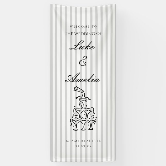 Simple Custom Wedding Welcome Banner, Personalised Banner (Vertical)