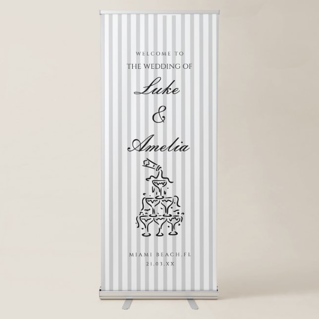 Simple Custom Wedding Welcome Banner, Personalised Retractable Banner (Front)