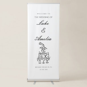 Simple Custom Wedding Welcome Banner, Personalised Retractable Banner