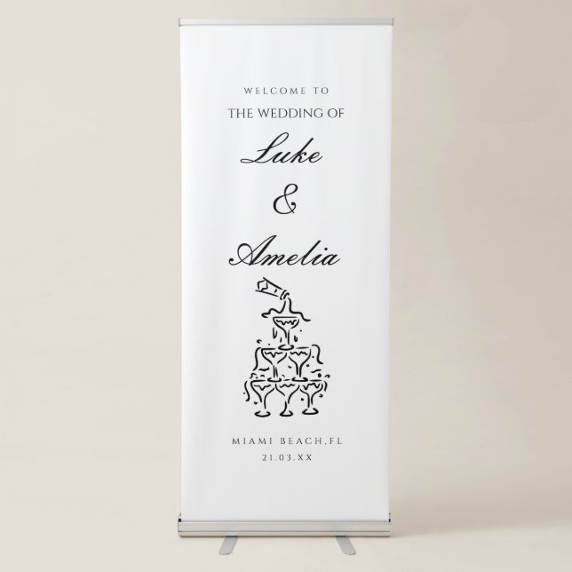 Simple Custom Wedding Welcome Banner, Personalised Retractable Banner (Front)
