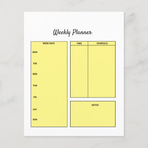 simple custom weekly planner to do list task notep flyer