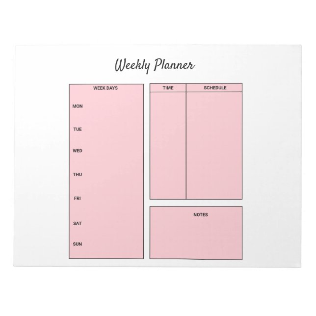 simple custom weekly planner to do list task notep notepad (Front)