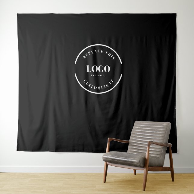 Simple Custom white Logo backdrop Company branding Tapestry (In Situ (Horizontal))