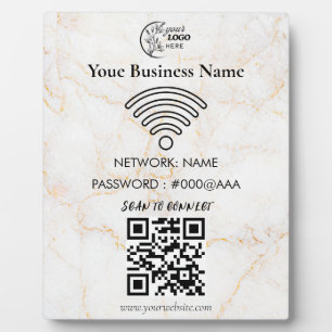 Simple Custom Wifi Network QR code Password Black Plaque
