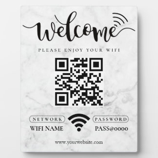 Simple Custom Wifi Network QR code Password Black Plaque
