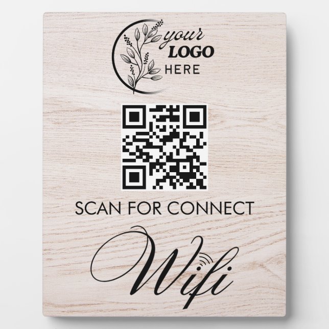 Simple Custom Wifi Network QR code Password Black Plaque (Front)