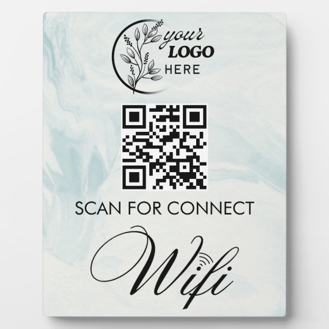 Simple Custom Wifi Network QR code Password Black Plaque (Front)