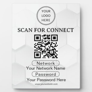 Simple Custom Wifi Network QR code Password Black Plaque