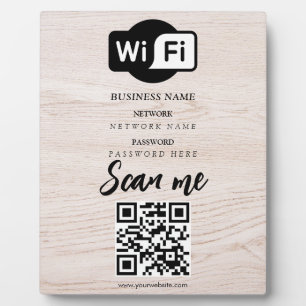 Simple Custom Wifi Network QR code Password Black Plaque