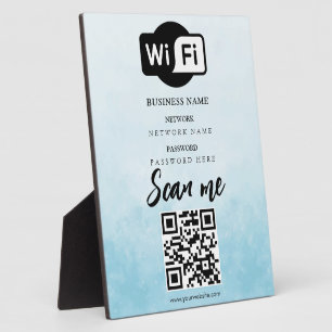 Simple Custom Wifi Network QR code Password Black Plaque