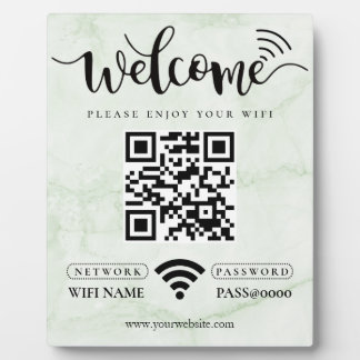 Simple Custom Wifi Network QR code Password Black Plaque