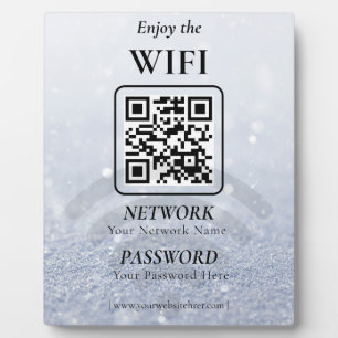 Simple Custom Wifi Network QR code Password Black Plaque