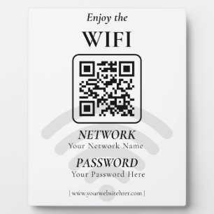 Simple Custom Wifi Network QR code Password Black Plaque