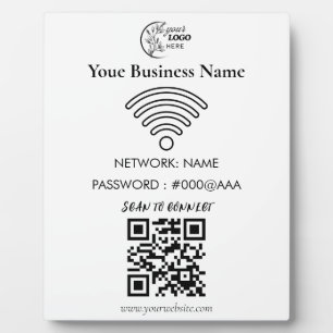 Simple Custom Wifi Network QR code Password Black Plaque