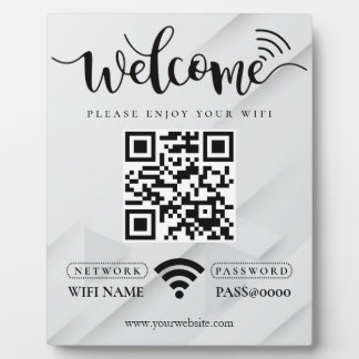 Simple Custom Wifi Network QR code Password Black Plaque