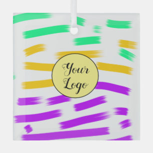 simple custom yellow blue watercolor add logo mini glass tree decoration