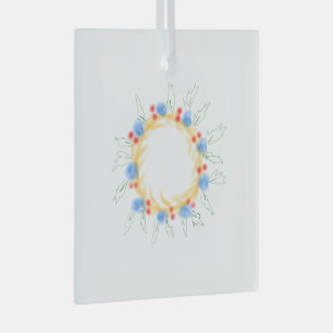 simple custom yellow blue watercolor add logo mini glass tree decoration