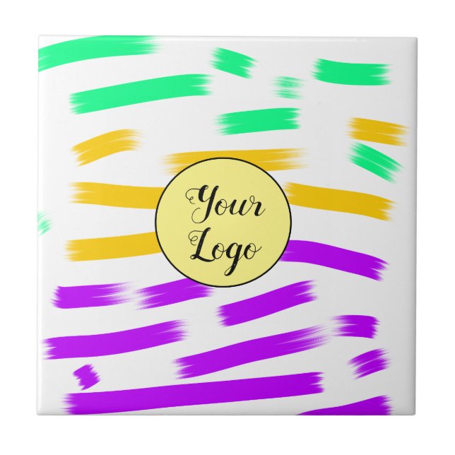 simple custom yellow blue watercolor add logo mini tile (Front)