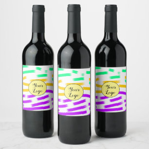 simple custom yellow blue watercolor add logo mini wine label