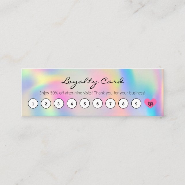 Simple Customer Discount Pastel Rainbow with Heart Loyalty Card (Front)