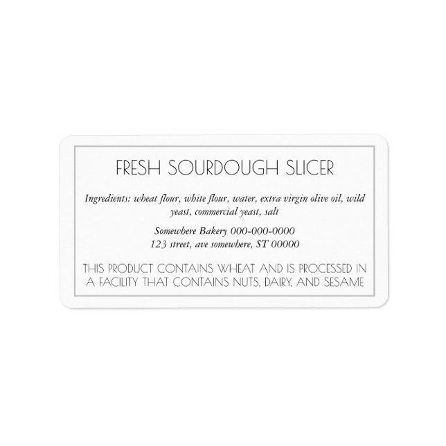 Simple Customisable Baking Label (Front)