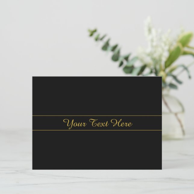 Simple Customisable Gold & Black Text Design  Enclosure Card (Standing Front)