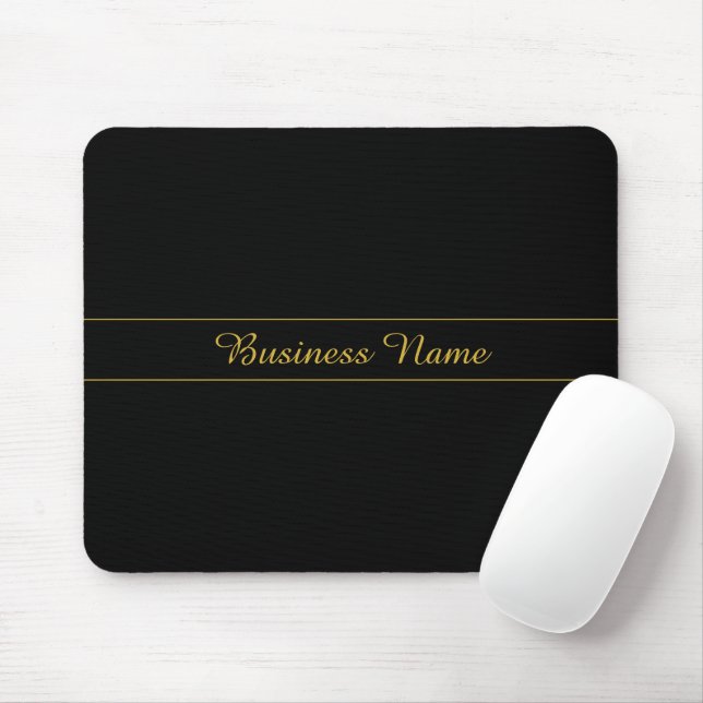 Simple Customisable Gold & Black Text Design  Mouse Mat (With Mouse)