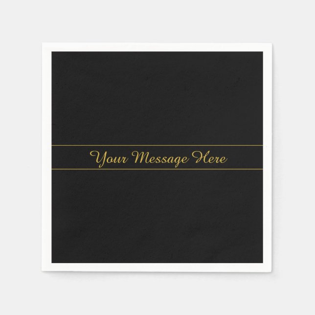 Simple Customisable Gold & Black Text Design  Napkin (Front)