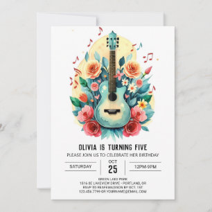 Simple Customisable Guitar Birthday Invitation