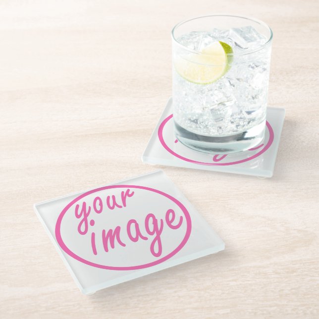 Simple Customisable Image Photo Template Glass Coaster (Angled)