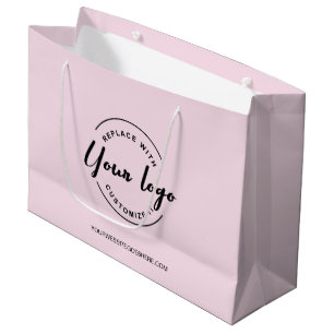 Simple Customisable Logo and website Pink Business Large Gift Bag
