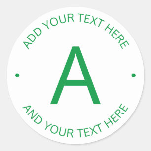 Simple Customisable Text   Green & White Classic Round Sticker