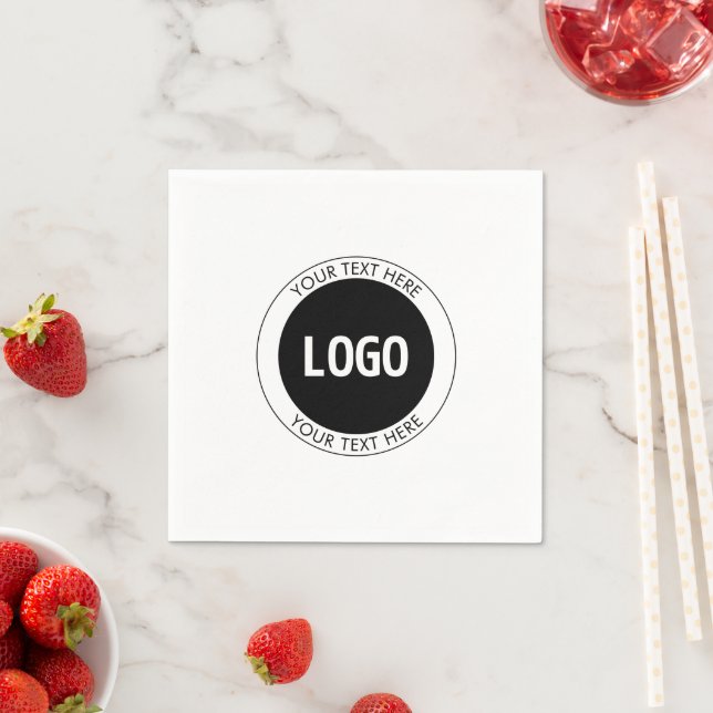 Simple Customisable Text & Your Logo or Image Napkin (Insitu)