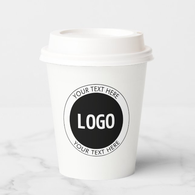 Simple Customisable Text & Your Logo or Image Paper Cups (Front)